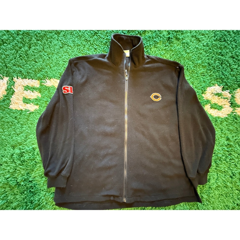 NFL Chicago Bears Fleece Jacket Mens XL Black Excellent Full Zip SI‎ Patch